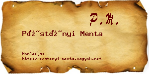 Pöstényi Menta névjegykártya